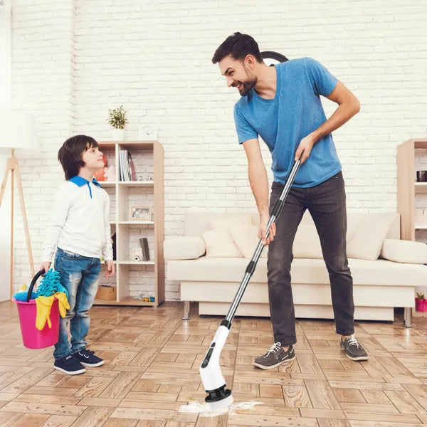 Electric Spin Scrubber Cordless Cleaning Brush Extendable With 8 Replaceable Heads 2 Speed Adjustable Extension Arm Bathroom Tub Tile Floor