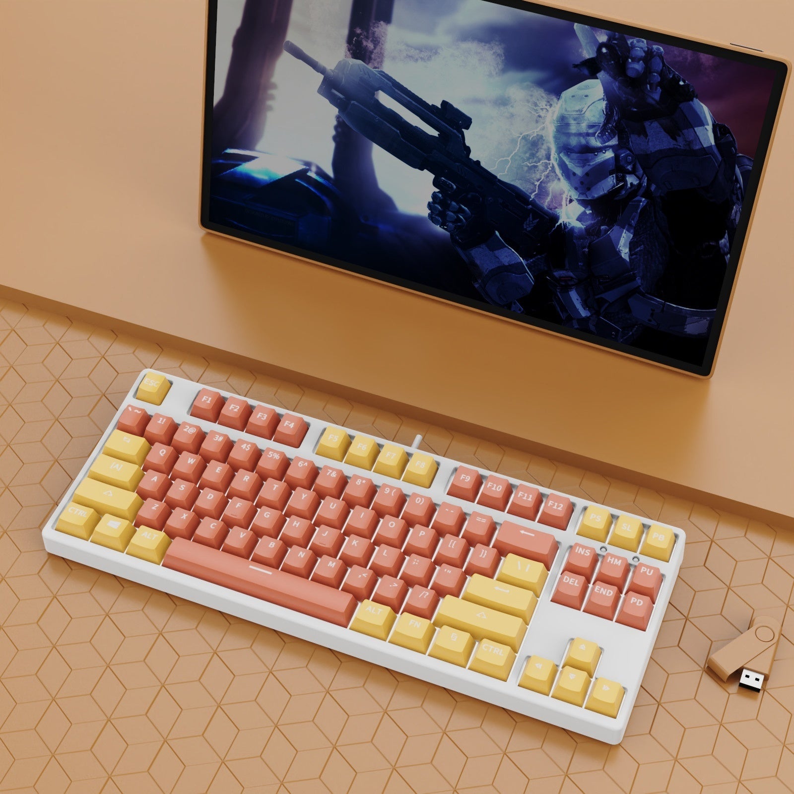 87 Key Wired Game Hot Plug Two Colors Mechanical Keyboard