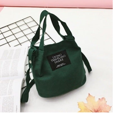 Women's Bag 2017 Korean Style Fashionable New Arrival Canvas Bucket Small Bag Casual Fashionable Simple Shoulder Bag Women's Crossbody Bag