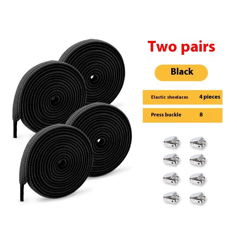 Shoelace For Lazy People Lace-free Rope Elastic Children's Flat Buckle Tie-free White Shoes Men's And Women's Fixed White