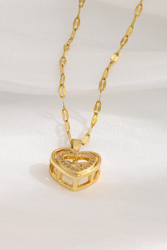 Double-layer Love Necklace With Rhinestones Titanium Steel Pendant Fashion Jewelry Woman Valentines Day Gift