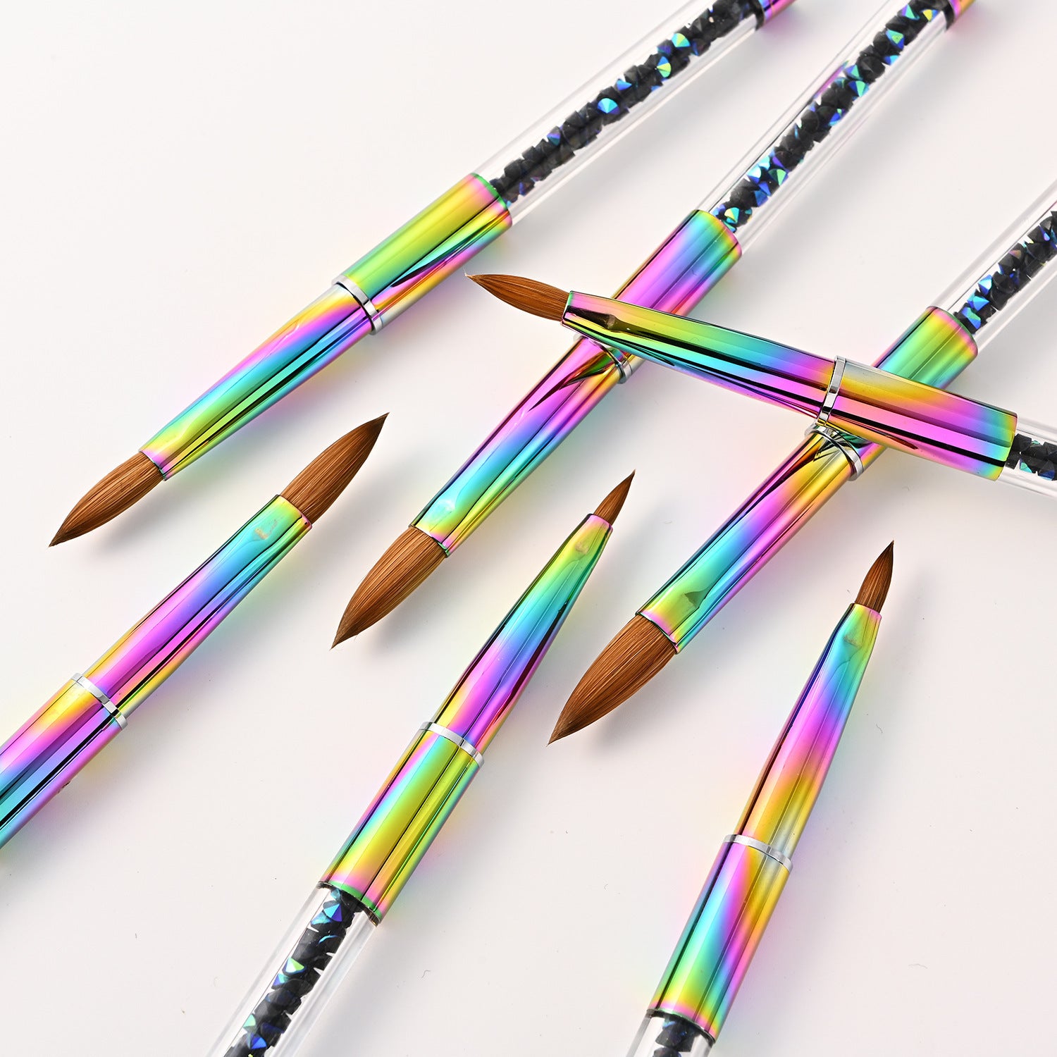 Colorful Gradient Rhinestone Mink Hair Nail Brush