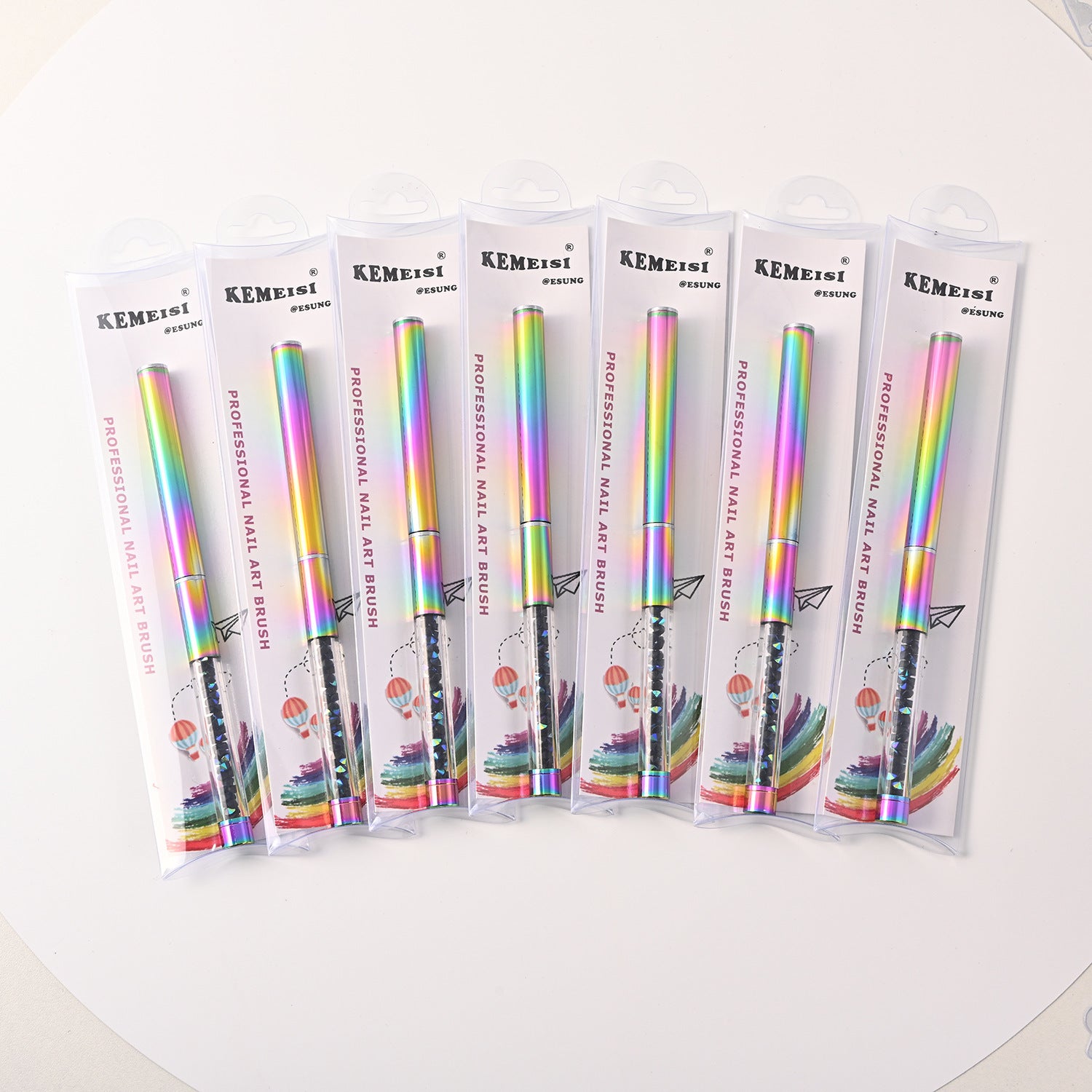 Colorful Gradient Rhinestone Mink Hair Nail Brush