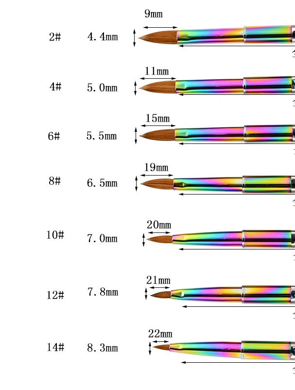 Colorful Gradient Rhinestone Mink Hair Nail Brush