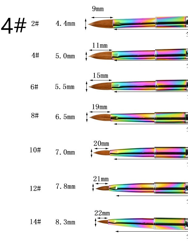 Colorful Gradient Rhinestone Mink Hair Nail Brush