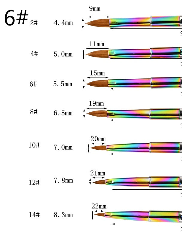 Colorful Gradient Rhinestone Mink Hair Nail Brush