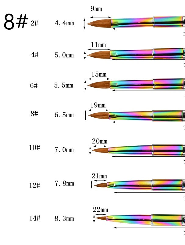 Colorful Gradient Rhinestone Mink Hair Nail Brush