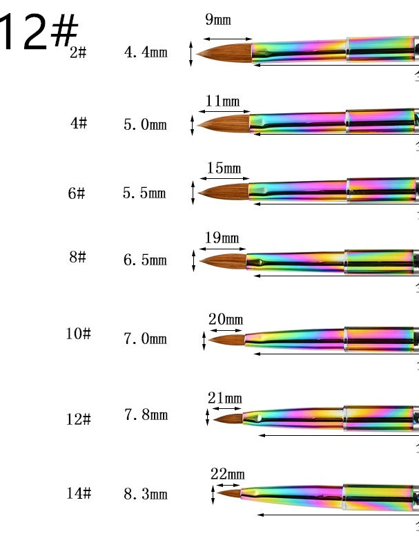 Colorful Gradient Rhinestone Mink Hair Nail Brush