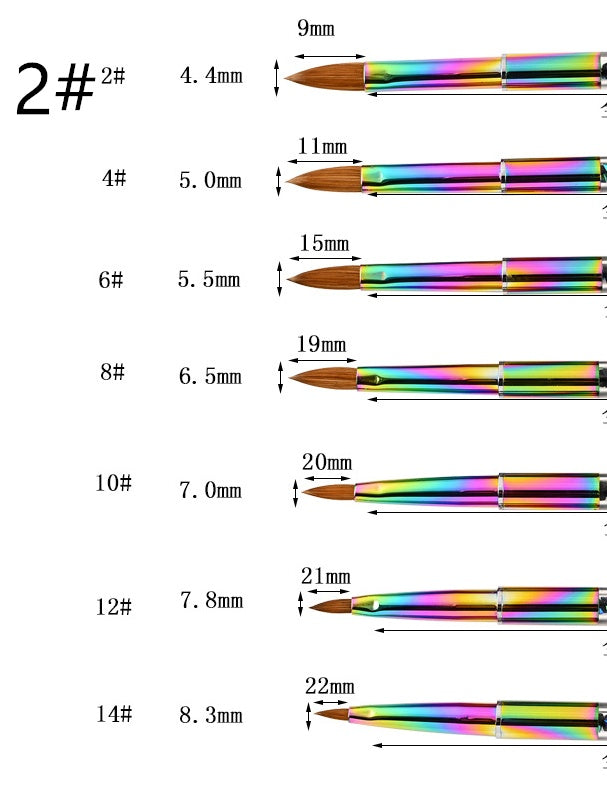 Colorful Gradient Rhinestone Mink Hair Nail Brush