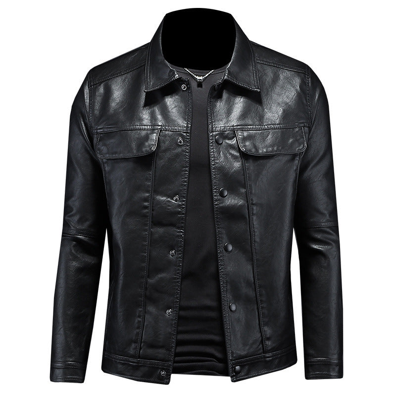 Men's Lapel Motorcycle Leather Coat