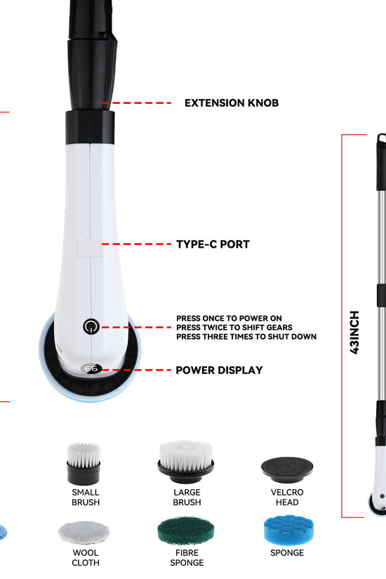 Electric Cleaning Brush Household Multi-functional 7-in-1 Toilet Bathroom Cleaning Brush