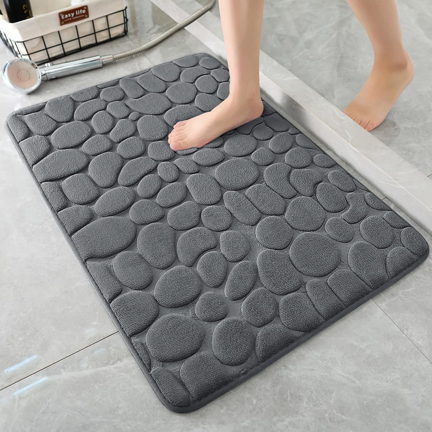 Straight Hair Coral Fleece Mat Pebbles Absorbent Door Mat Hot Selling Bathroom Embossed Foot Mat in stock