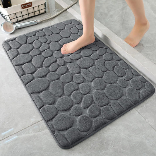 Straight Hair Coral Fleece Mat Pebbles Absorbent Door Mat Hot Selling Bathroom Embossed Foot Mat in stock
