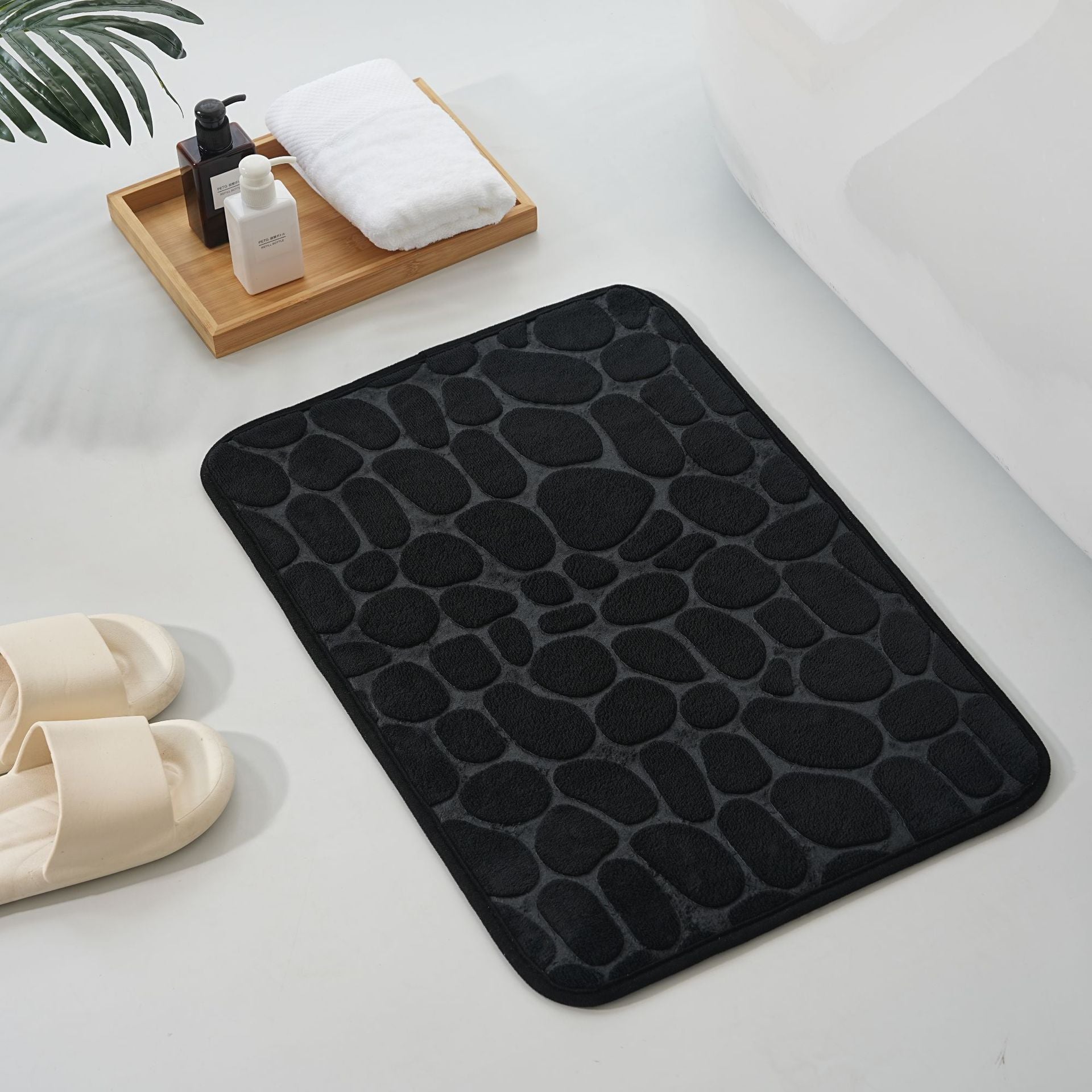 Straight Hair Coral Fleece Mat Pebbles Absorbent Door Mat Hot Selling Bathroom Embossed Foot Mat in stock