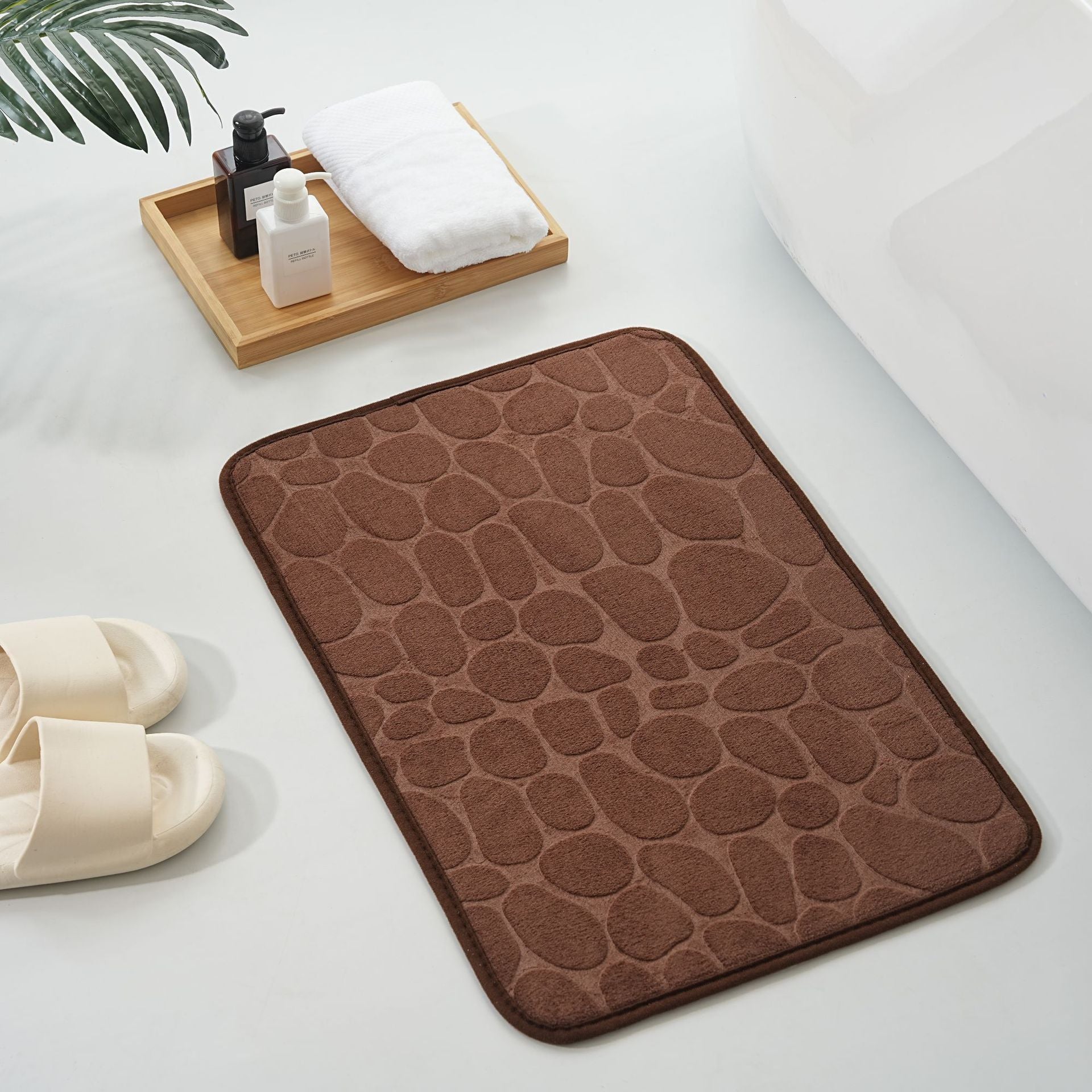 Straight Hair Coral Fleece Mat Pebbles Absorbent Door Mat Hot Selling Bathroom Embossed Foot Mat in stock
