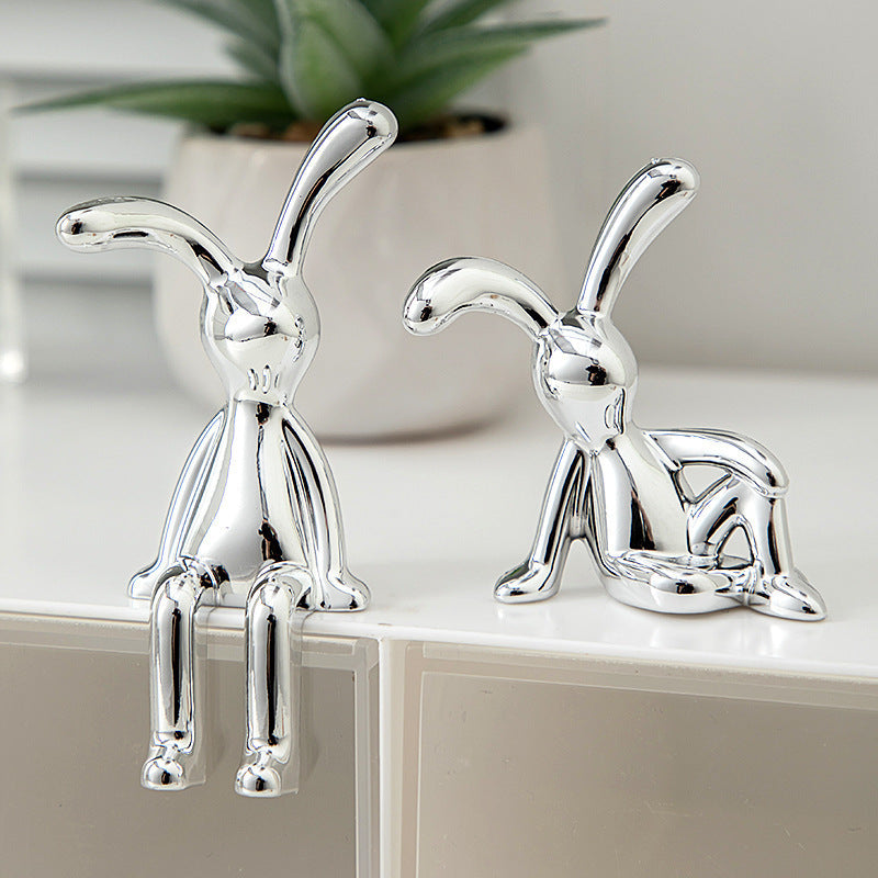 Long-Eared Rabbit Small Sitting Ornaments Accessible Luxury High-End Soft Decoration High-End Home Living Room Tv Cabinet Wine Cabinet Decorations