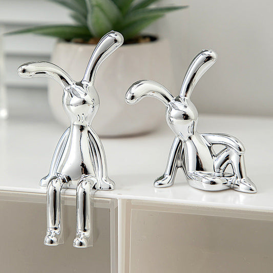 Long-Eared Rabbit Small Sitting Ornaments Accessible Luxury High-End Soft Decoration High-End Home Living Room Tv Cabinet Wine Cabinet Decorations