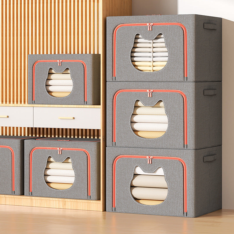 New Animal Head Storage Box Cotton and Linen with Steel Frame Fabric Clothes Storage Box Folding Quilt Storage Storage Box