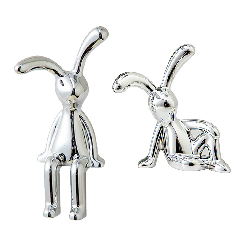 Long-Eared Rabbit Small Sitting Ornaments Accessible Luxury High-End Soft Decoration High-End Home Living Room Tv Cabinet Wine Cabinet Decorations