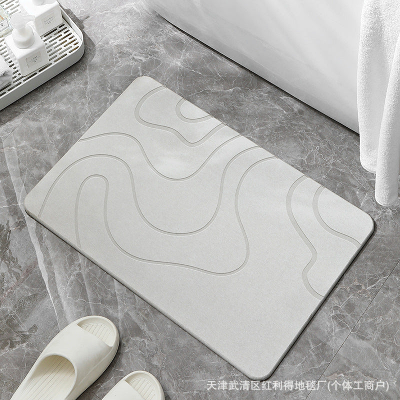 Simple Line Diatom Mud Absorbent Floor Mat Household Bathroom Non-slip Quick-drying Foot Mat Easy-care Door Mat in stock