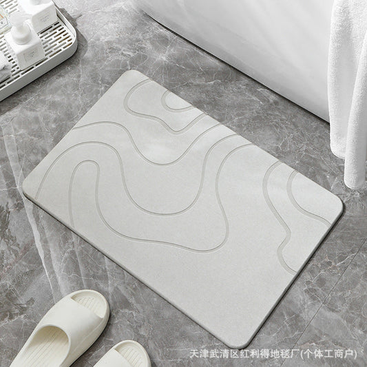 Simple Line Diatom Mud Absorbent Floor Mat Household Bathroom Non-slip Quick-drying Foot Mat Easy-care Door Mat in stock