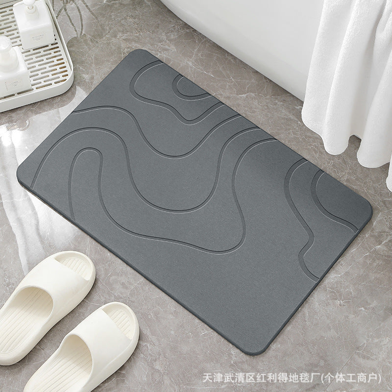 Simple Line Diatom Mud Absorbent Floor Mat Household Bathroom Non-slip Quick-drying Foot Mat Easy-care Door Mat in stock