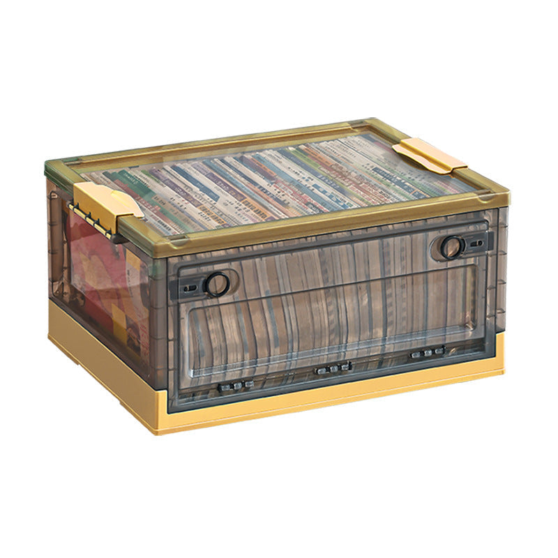 Large Plastic Folding Storage Box with Lid for Books Books Transparent Toy Pulley Tidy Box Book Box Storage Box
