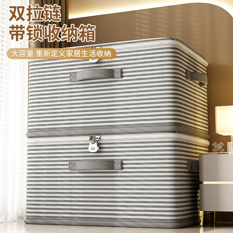 Clothes with Lock Fabric Finishing Box Household Super Large Capacity Foldable Clothes Wardrobe Toy Storage Basket Storage Box