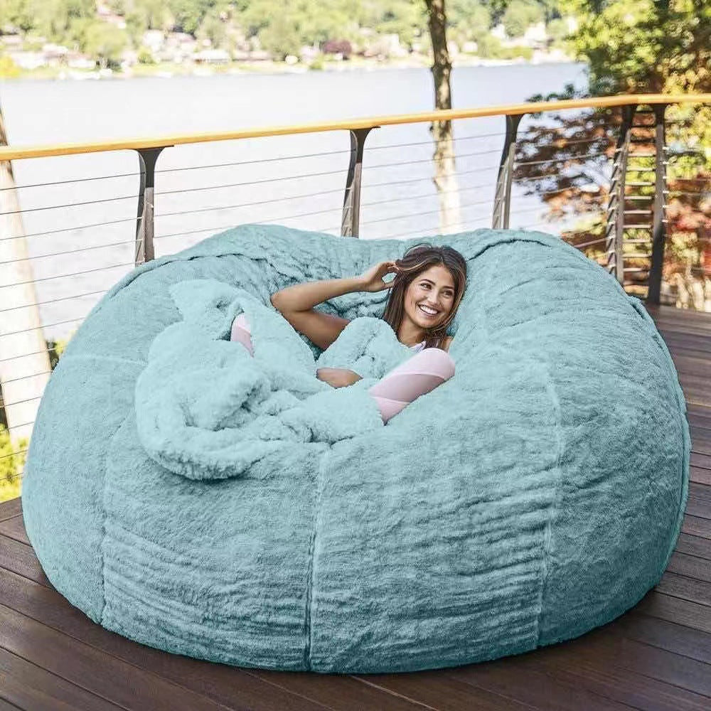 Amazon Lazy Sofa Sponge Bed Bean Bag Double Three-Person Bedroom Plush Bean Rice Fabric Recliner Jacket