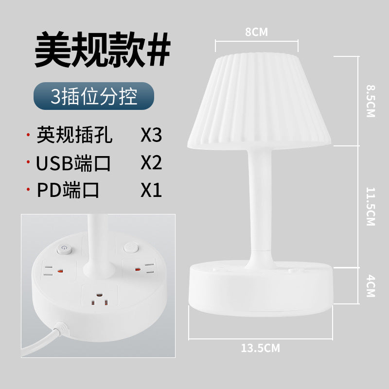 Power Strip with Desk Lamp, Bedside Ambient Light with USB and Pd Charging Ports