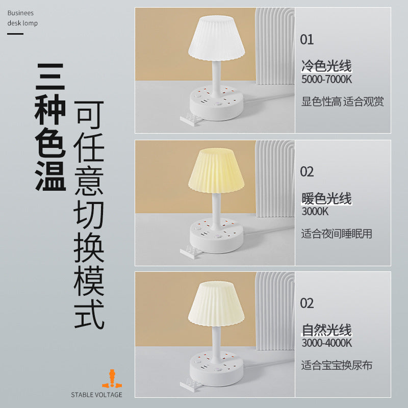 Power Strip with Desk Lamp, Bedside Ambient Light with USB and Pd Charging Ports