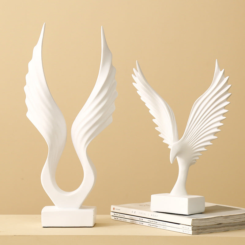 Nordic American Style Simple Resin Angel Wings Ornaments Soft Decoration Model Room Decoration TV Wine Cabinet Decoration Gift