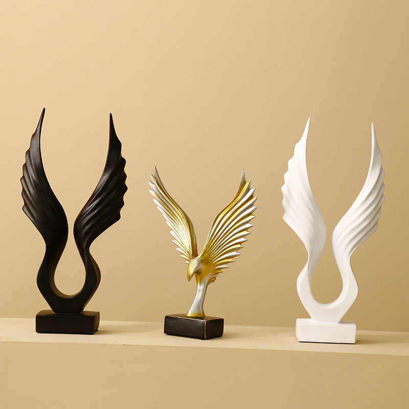 Nordic American Style Simple Resin Angel Wings Ornaments Soft Decoration Model Room Decoration TV Wine Cabinet Decoration Gift