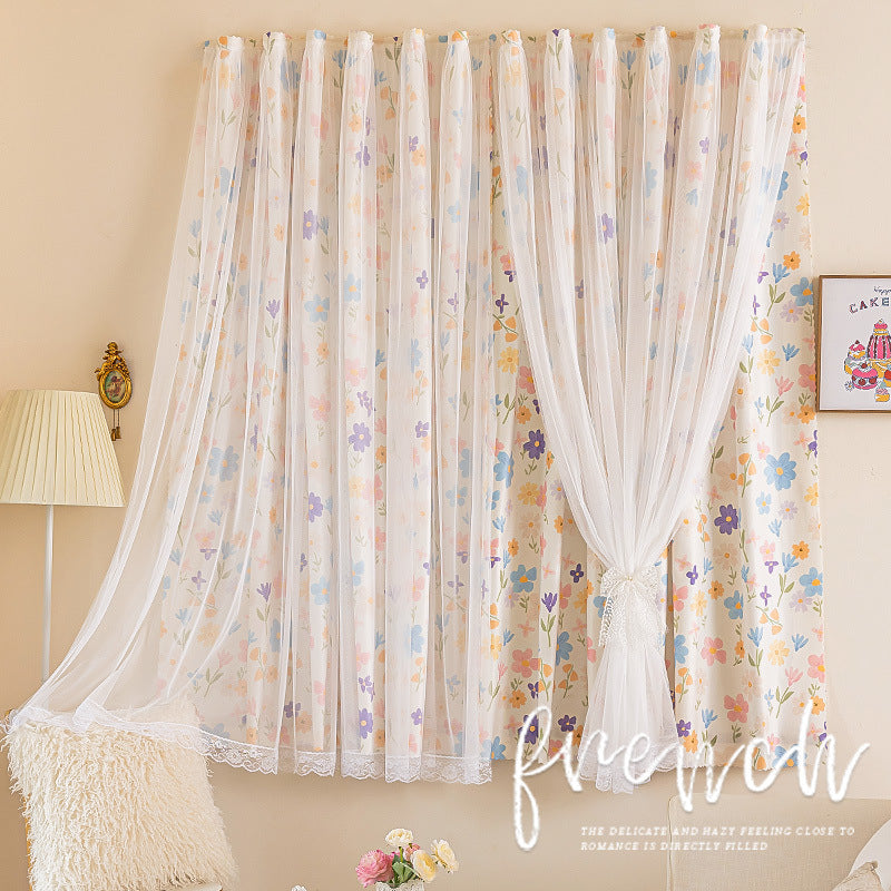 Blackout Simple Curtain Fabric, No-Drill Adhesive Type for Bedroom Bay Window, Ins Style 2025 New Small Window Shade Curtain