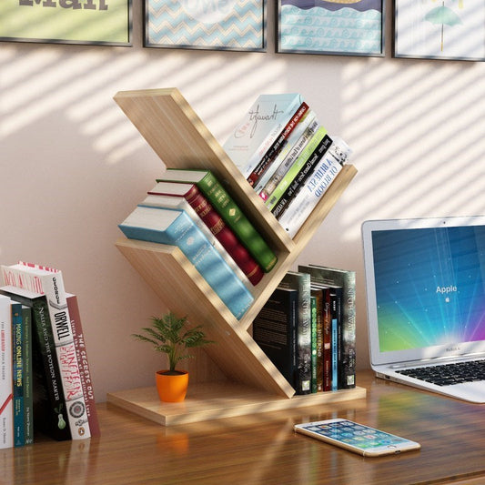 Tree-shaped Bookshelf Wall Desktop Bookshelf ins Nordic Office Simple Bedroom Room Trunk Bookshelf Small