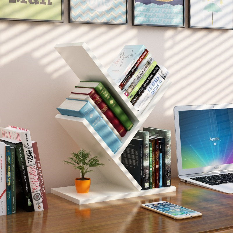 Tree-shaped Bookshelf Wall Desktop Bookshelf ins Nordic Office Simple Bedroom Room Trunk Bookshelf Small