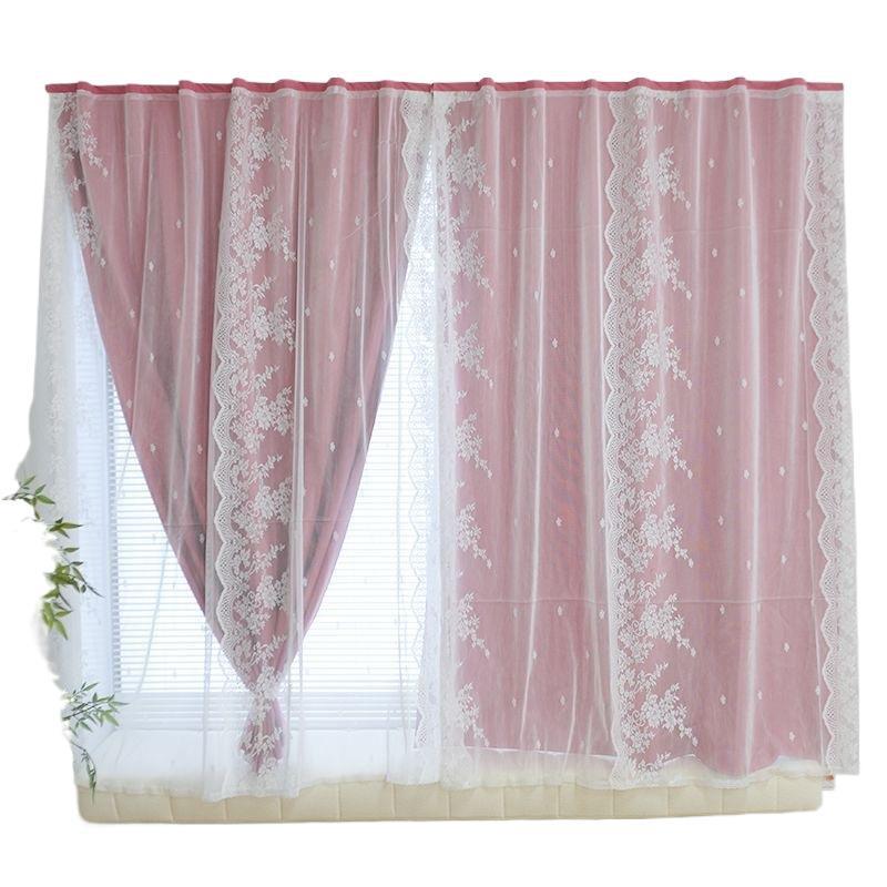 Blackout Curtains for Rental House Bedroom Bay Window, No-Drill Installation with Magic Tape Adhesive for Small Windows