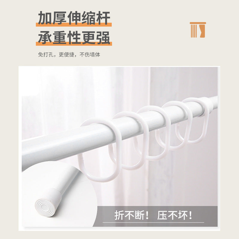 No-Drill Installation Simple Curtain for Bedroom Blackout with Rod, Complete Set for Small Windows, Bay Window Covering Fabric, Rental Room Door Curtain