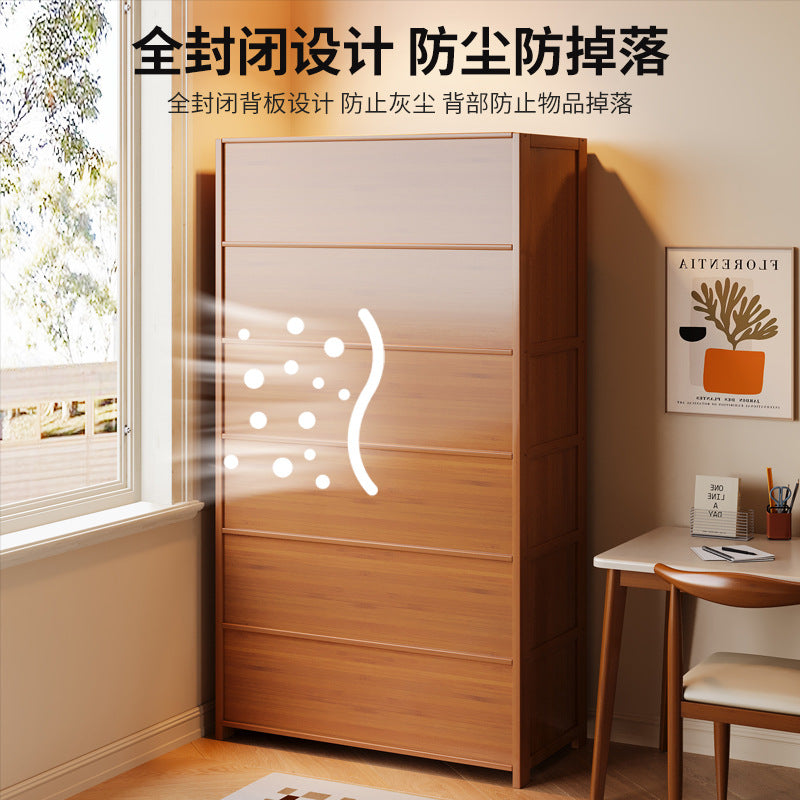Multi-Layer Bookcase, Retro Rattan Entrance Cabinet, American Tipping Cabinet, Storage Cabinet, Large-Capacity Storage Floor-Standing Display Cabinet