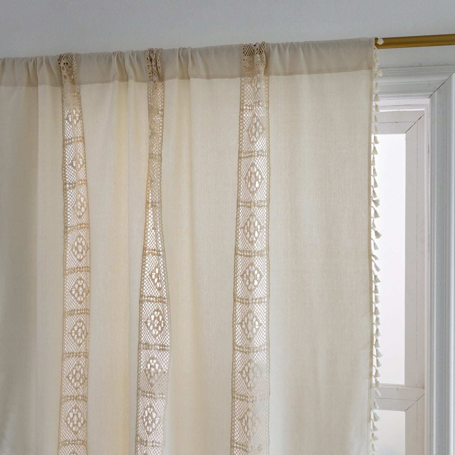 Finished Curtain Cross-border Exclusive for American Crochet Plaid Splicing Kitchen Partition Curtain Semi-transparent Small Window Floating Curtain