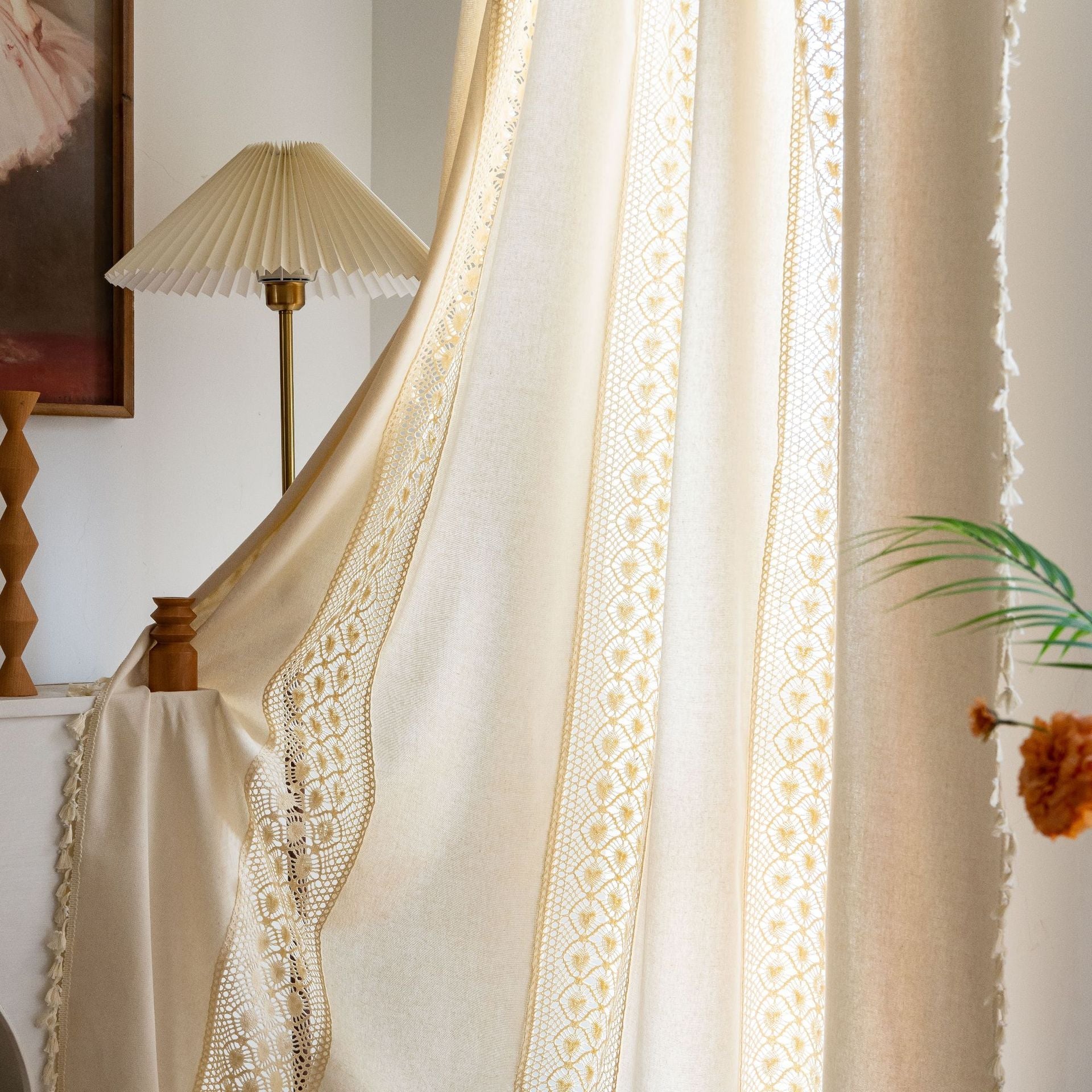 Finished Curtain Cross-border Exclusive for American Crochet Plaid Splicing Kitchen Partition Curtain Semi-transparent Small Window Floating Curtain