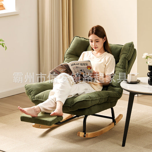 Lazy Sofa Can Lie down and Sleep, Comfortable and Soft, Fully Wrapped Bedroom Fabric Single Small Apartment Leisure Rocking Chair