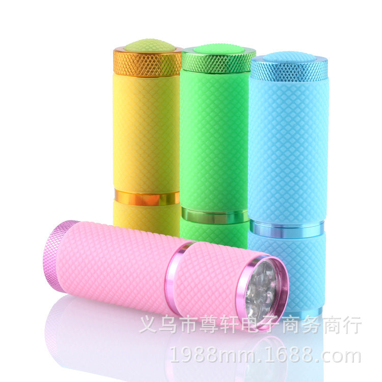 9Led Mini Night Light Flashlight Silicone Cover 9Led White Light Daily Lighting Battery Type Aluminum Alloy Handheld