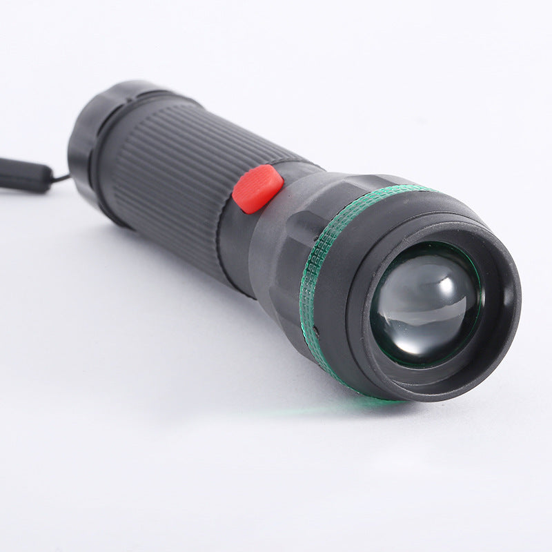 LED mini plastic flashlight multi-cap strong light detection outdoor riding lighting adjustable focus high-light multi-function
