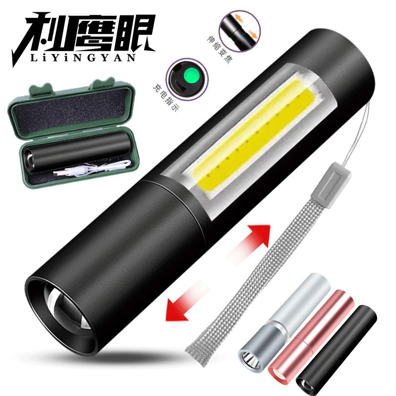 led flashlight rechargeable multi-purpose long-range portable super bright household mini portable side light