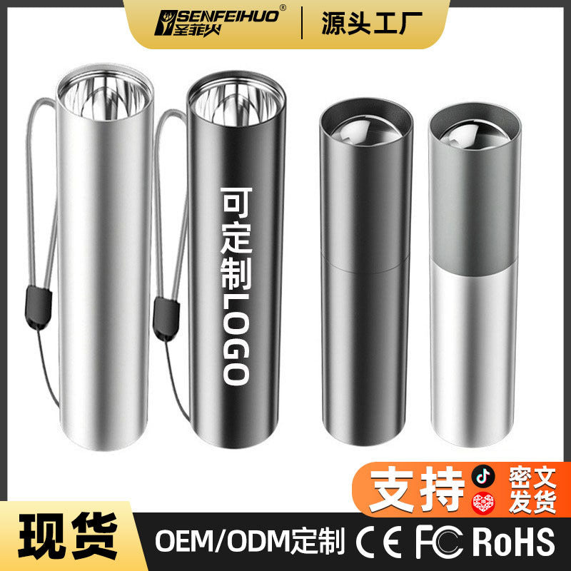 Aluminum Alloy Led Mini Flashlight USB Rechargeable Outdoor Lighting Strong Light Home Portable Gift