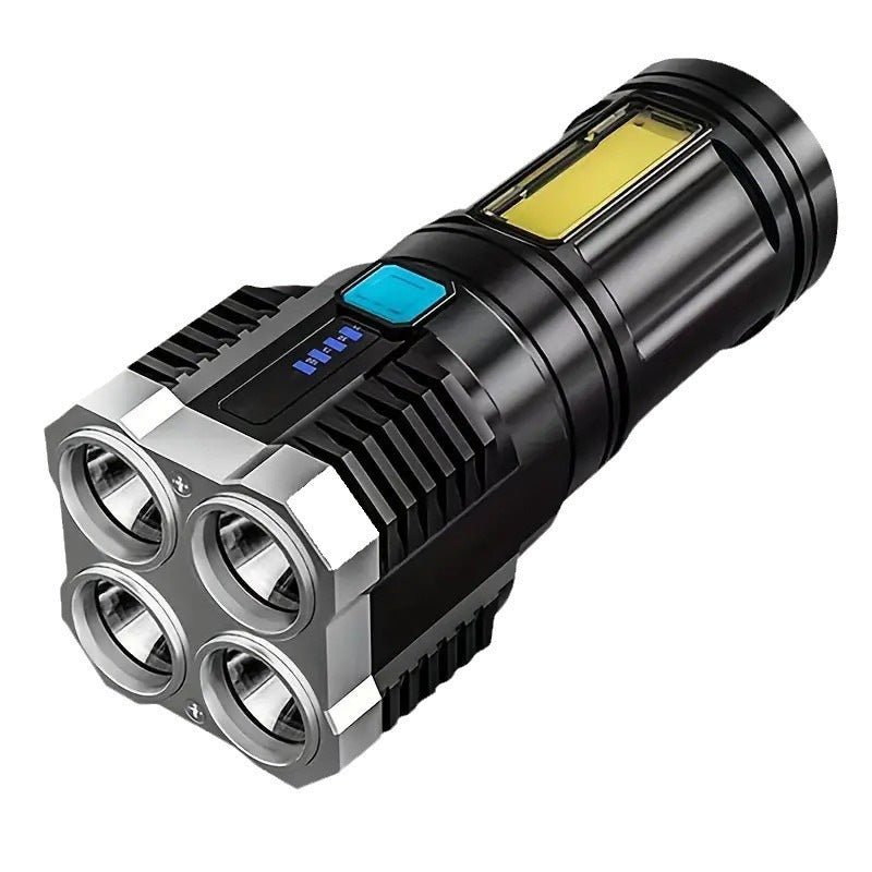 Quad-core flashlight bright LED charging 100,000 lumens burst bright high-power outdoor multi-function lighting long-range light