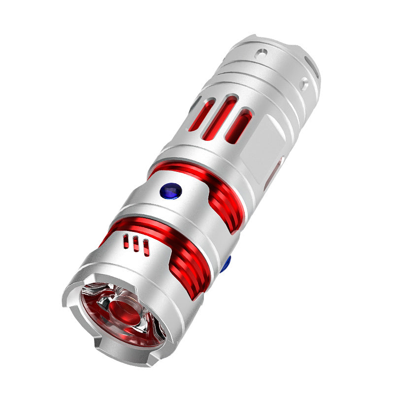 Ruibao Portable Mini Flashlight Spiral Top Type-C Multifunctional Led Aluminum Alloy Strong Lighting Flashlight