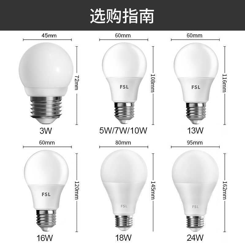 FSL Foshan Lighting LED Energy Saving Bulb Bulb E27 Screw Household Living Room Bedroom Table Lamp