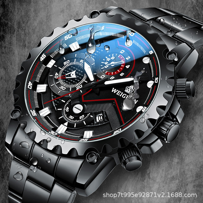 New Black Warrior Watch for Men, Fully Automatic, Non-Mechanical, Genuine, Waterproof, Luminous, Calendar,